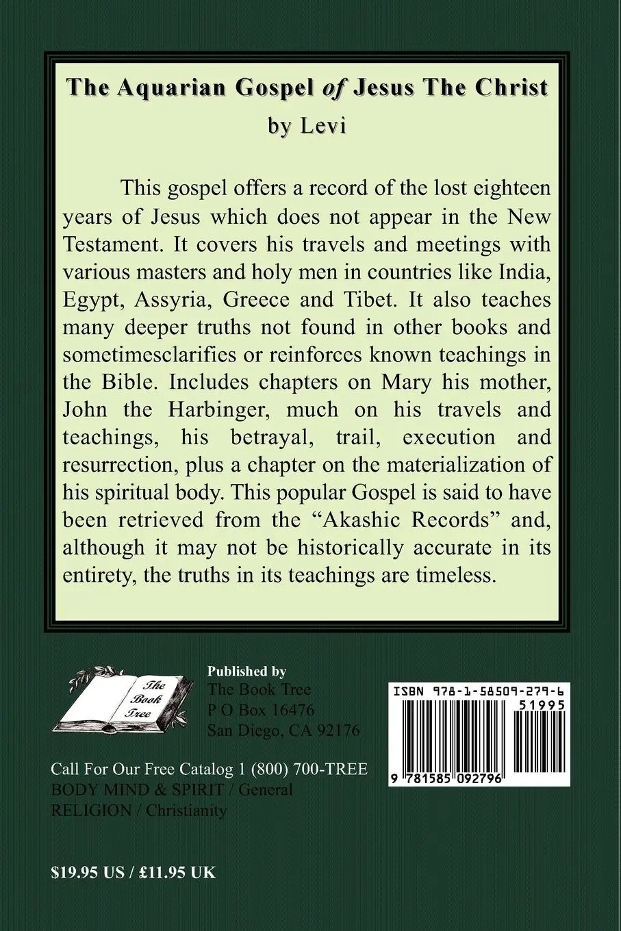 Rückseite: 9781585092796 | The Aquarian Gospel of Jesus The Christ | Levi Dowling | Taschenbuch