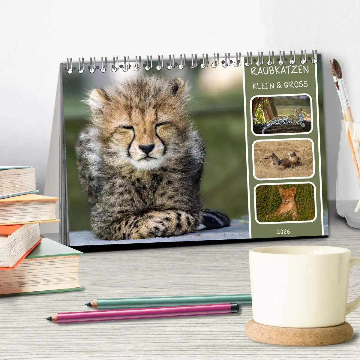 Bild: 9783457252796 | Raubkatzen - groß &amp; klein (Tischkalender 2026 DIN A5 quer),...