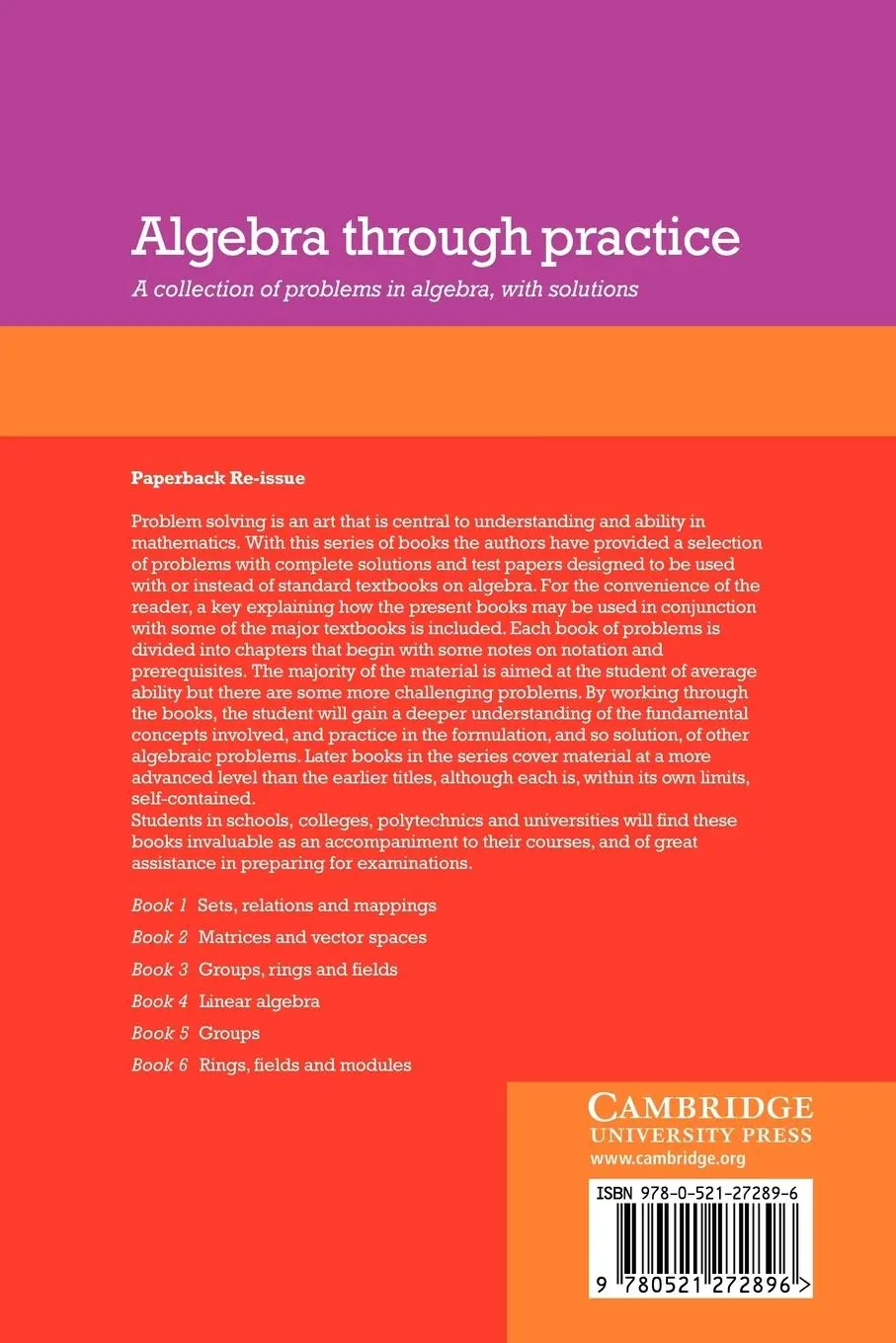 Rückseite: 9780521272896 | Algebra Through Practice | Tom S. Blyth (u. a.) | Taschenbuch | 2008