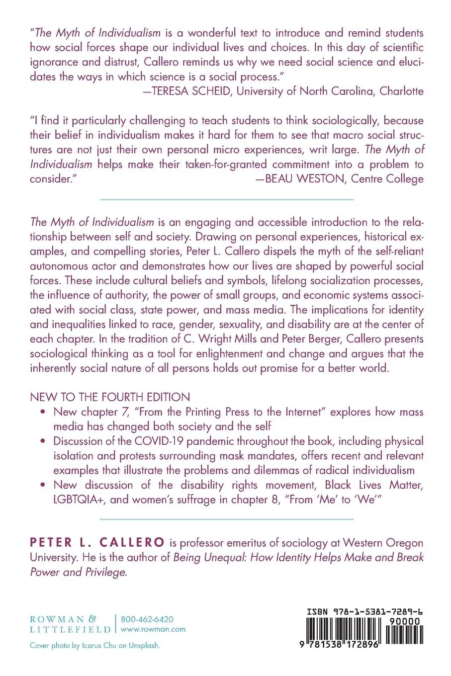 Rückseite: 9781538172896 | The Myth of Individualism | How Social Forces Shape Our Lives | Buch