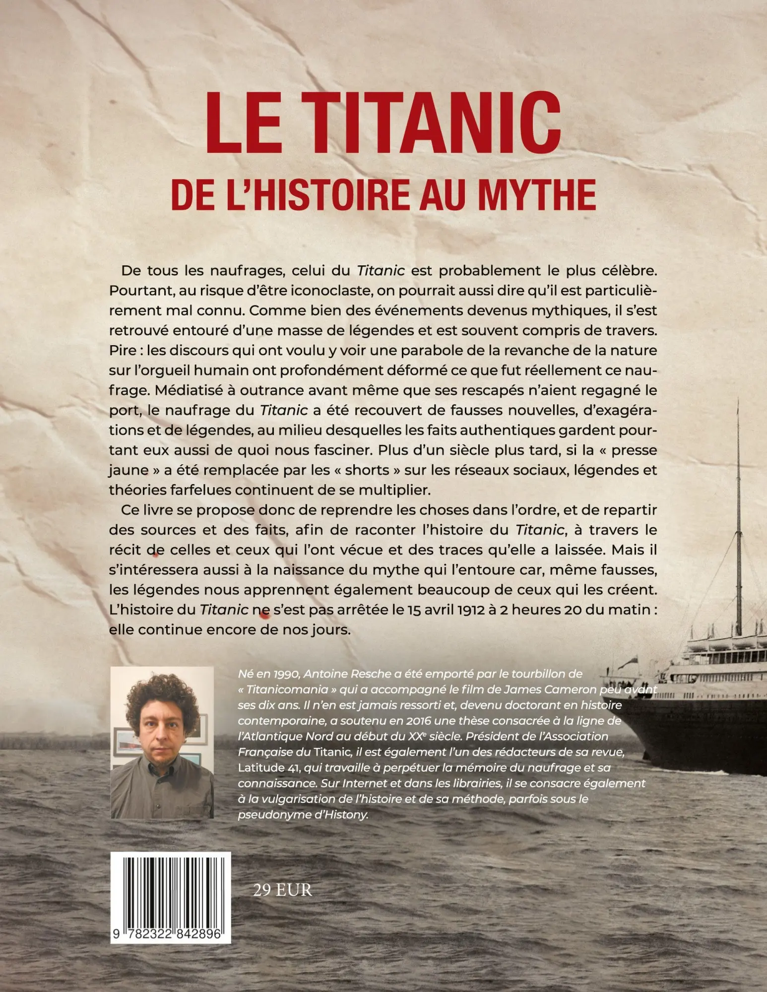 Rückseite: 9782322842896 | Le Titanic, de l'histoire au mythe | Antoine Resche | Taschenbuch
