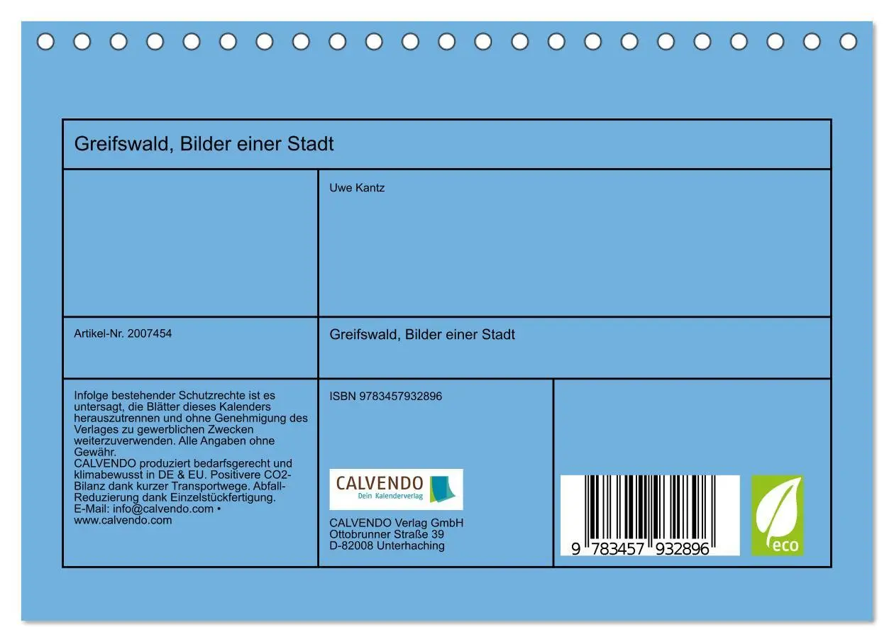 Bild: 9783457932896 | Greifswald, Bilder einer Stadt (Tischkalender 2026 DIN A5 quer),...
