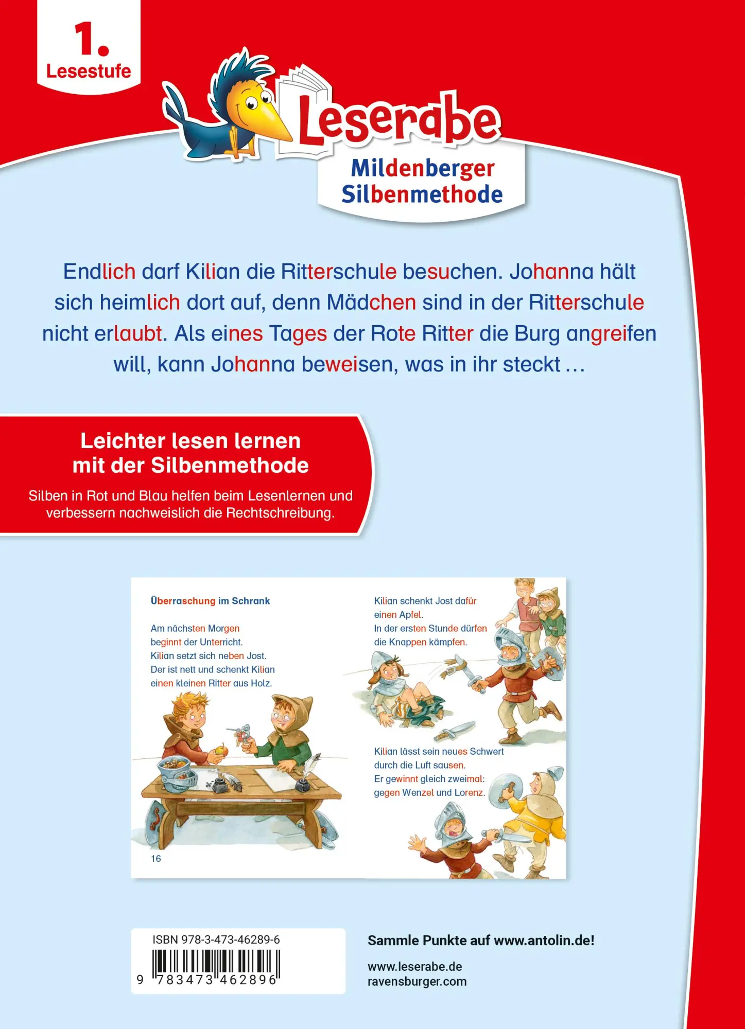 Rückseite: 9783473462896 | Leserabe mit Mildenberger Silbenmethode - Radau in der Ritterschule