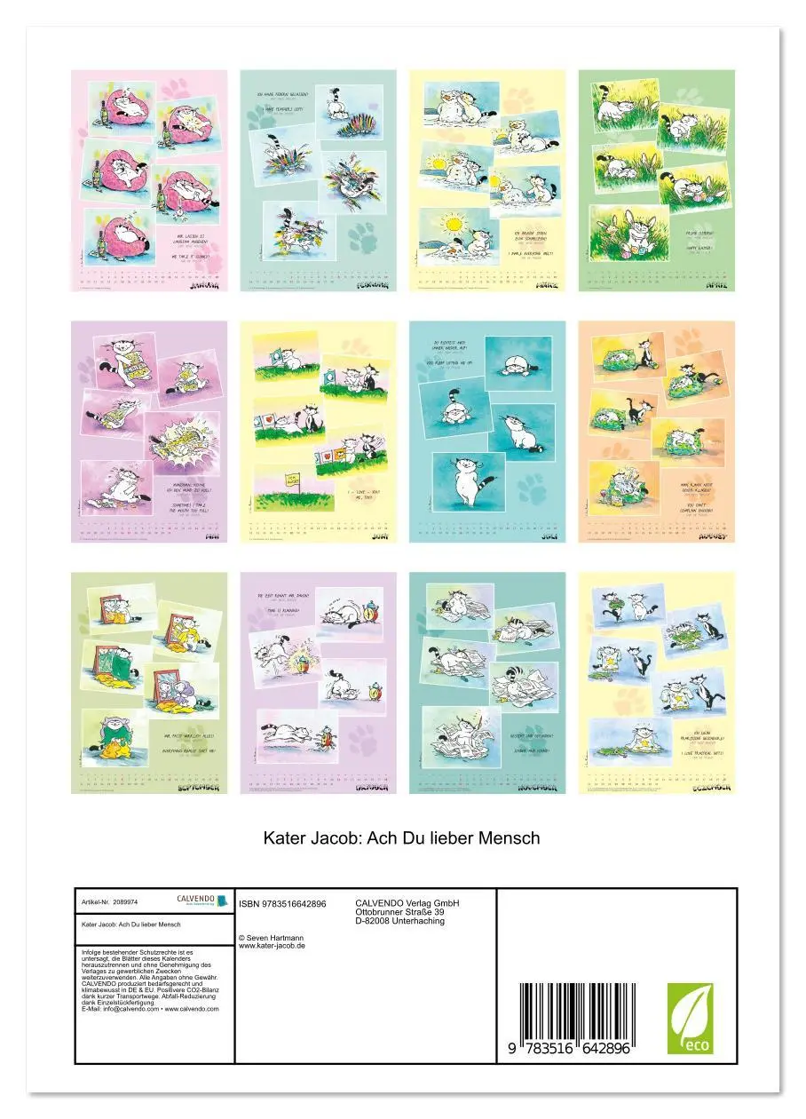 Bild: 9783516642896 | Kater Jacob: Ach Du lieber Mensch (Wandkalender 2026 DIN A4 hoch),...