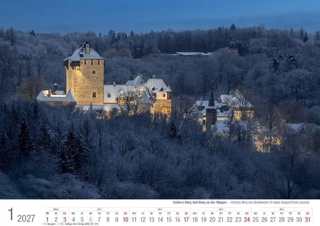 Bild: 9783965352896 | Schloss Burg und Burg an der Wupper 2027 Bildkalender A4 quer,...