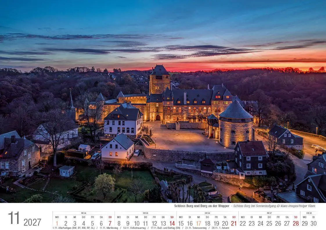Bild: 9783965352896 | Schloss Burg und Burg an der Wupper 2027 Bildkalender A4 quer,...