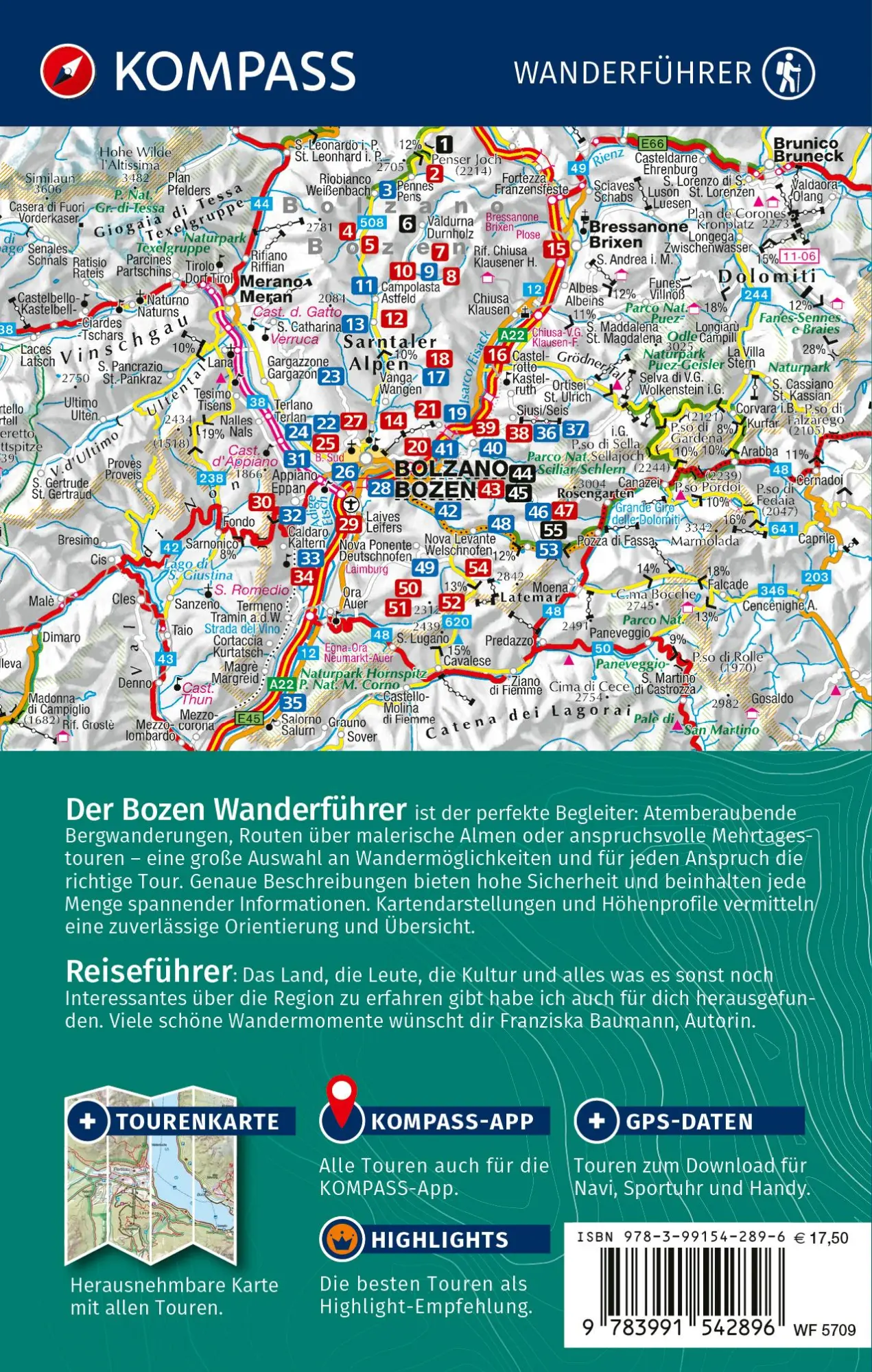 Rückseite: 9783991542896 | KOMPASS Wanderführer Bozen, Sarntal, Ritten, Eppan, Kalterer See,...