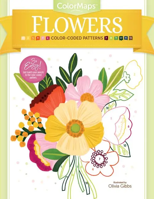 Cover: 9780764362996 | Colormaps Flowers | Color-Coded Patterns Adult Coloring Book | Gibbs