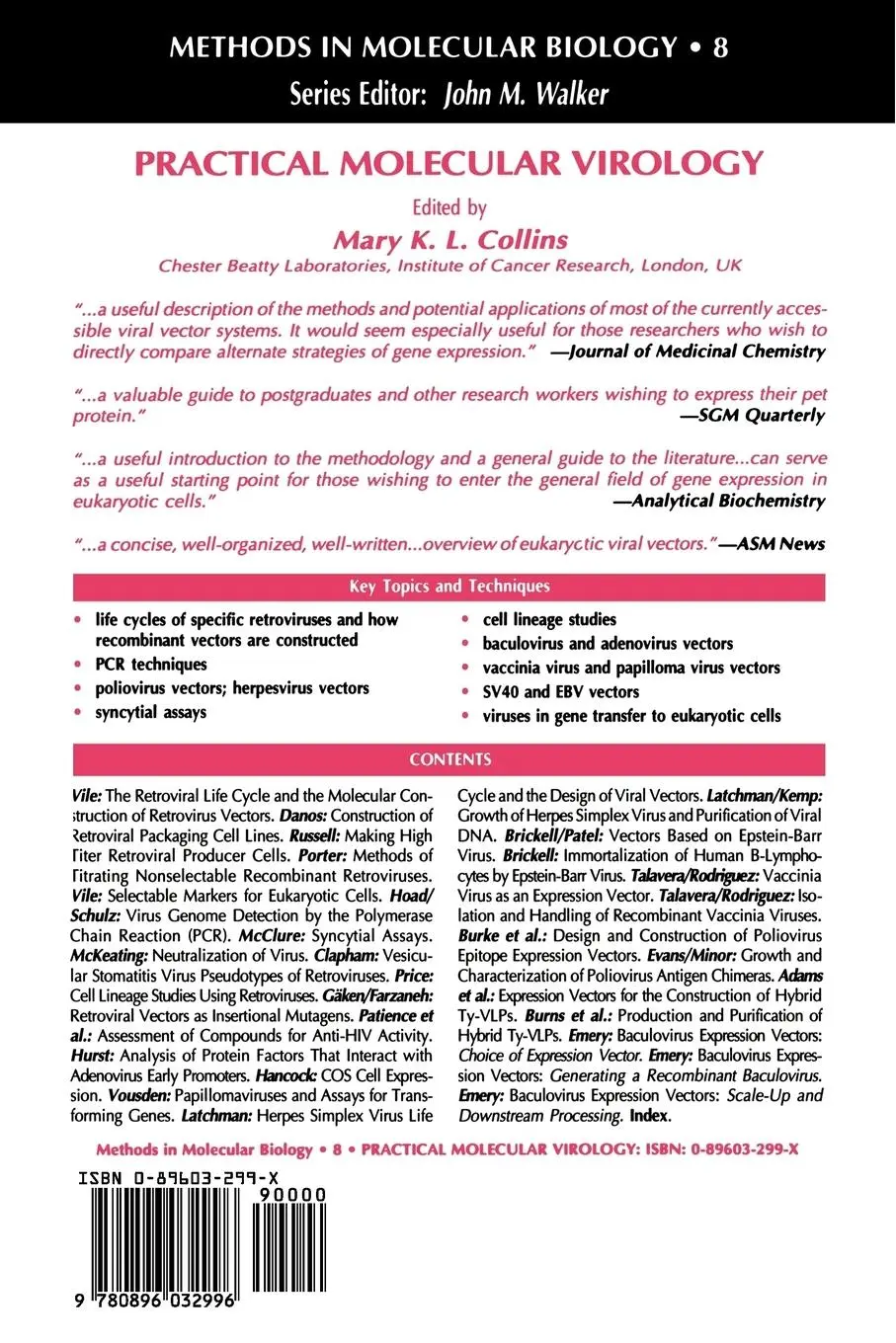 Rückseite: 9780896032996 | Practical Molecular Virology | Mary K. Collins | Taschenbuch | x