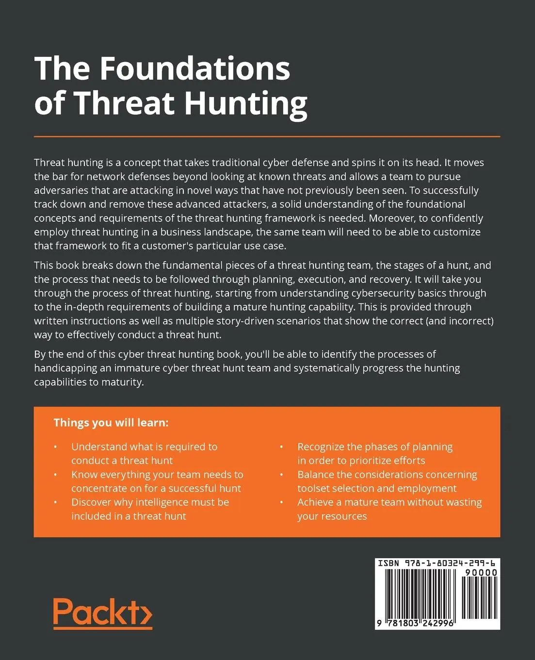 Rückseite: 9781803242996 | The Foundations of Threat Hunting | Chad Maurice (u. a.) | Taschenbuch