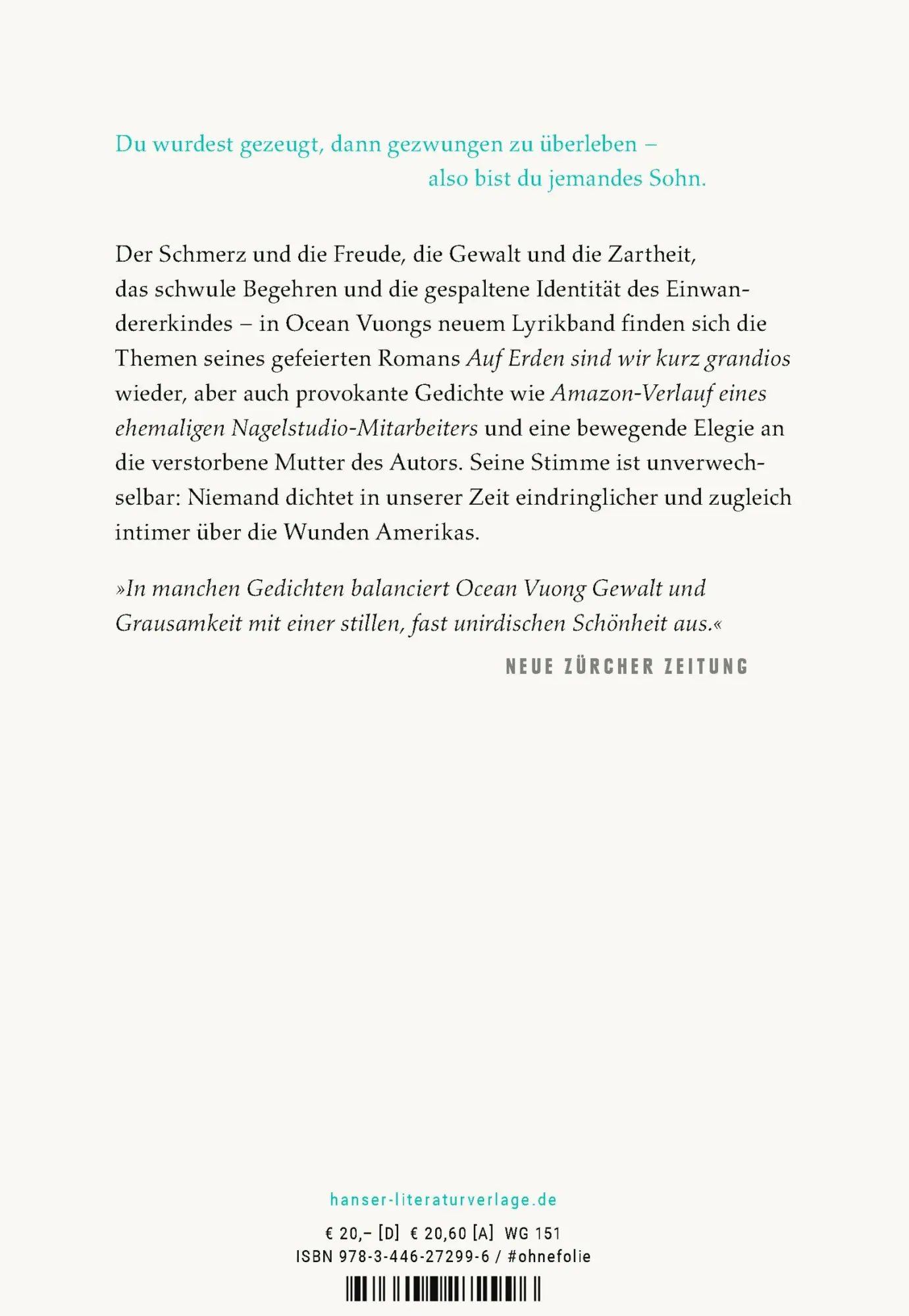 Bild: 9783446272996 | Zeit ist eine Mutter | Gedichte | Ocean Vuong | Buch | 112 S. | 2022