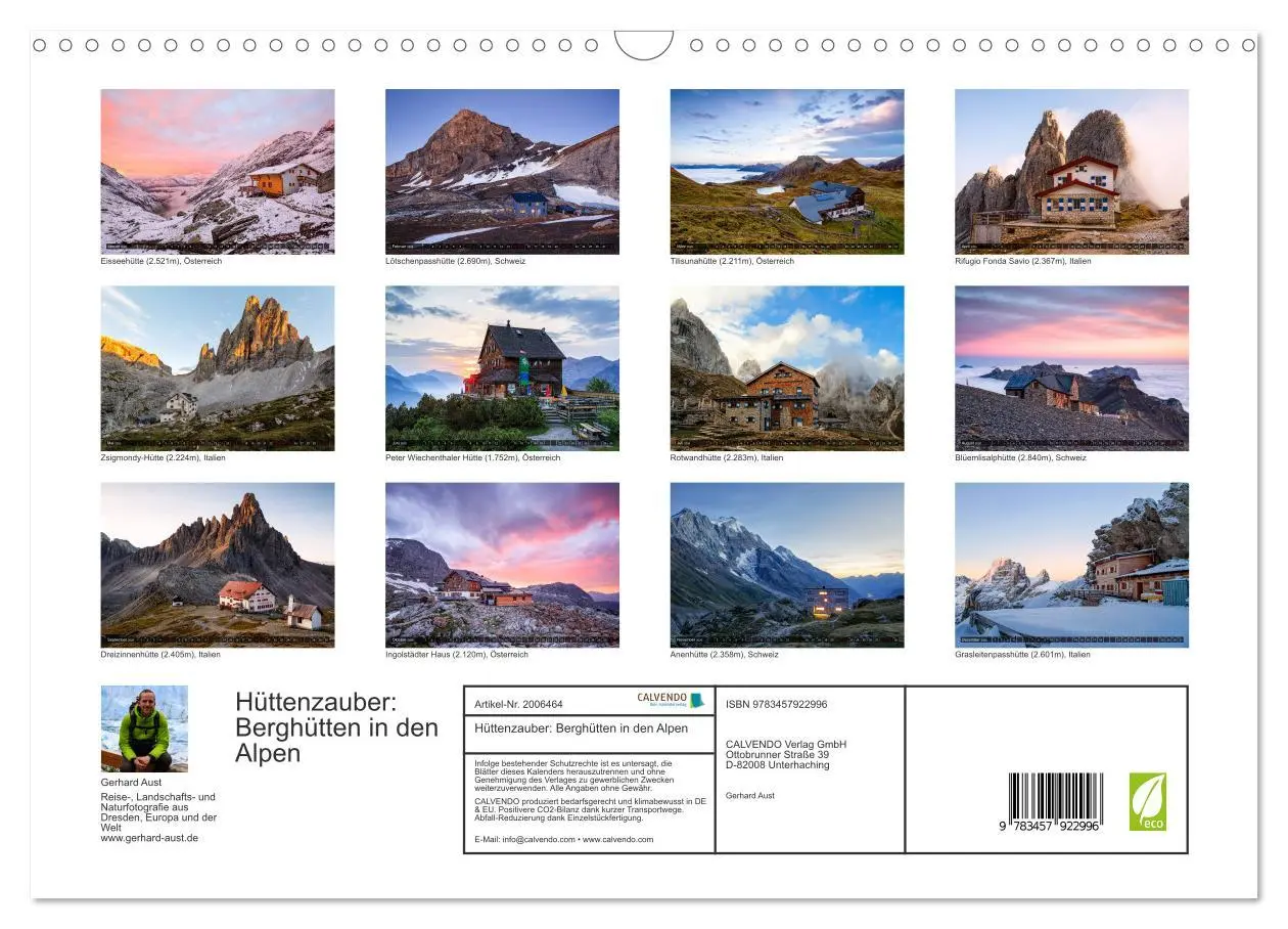 Bild: 9783457922996 | Hüttenzauber: Berghütten in den Alpen (Wandkalender 2026 DIN A3...