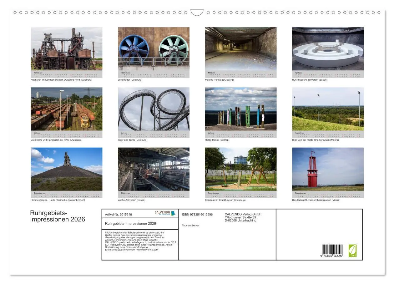 Bild: 9783516012996 | Ruhrgebiets-Impressionen 2026 (Wandkalender 2026 DIN A2 quer),...