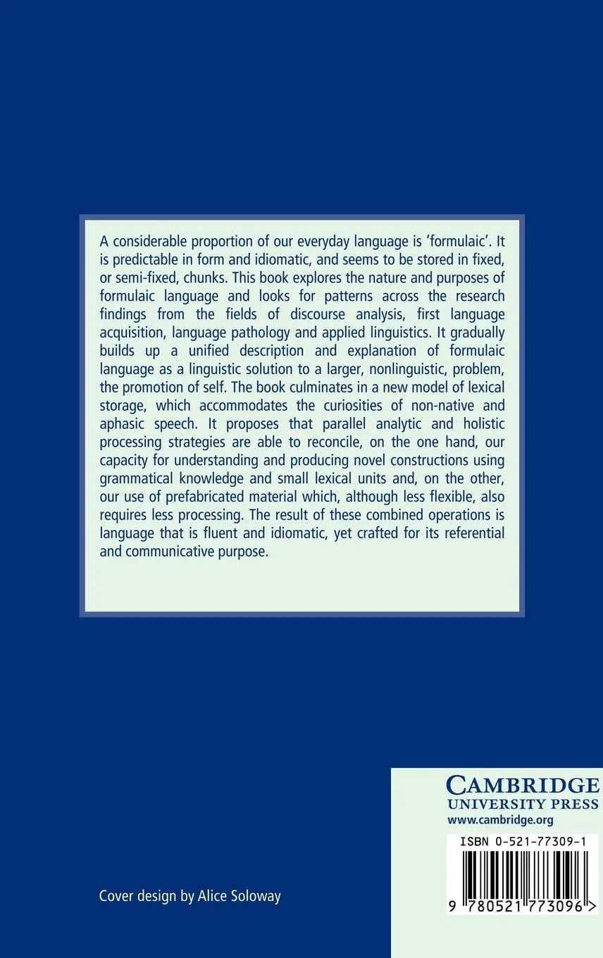 Rückseite: 9780521773096 | Formulaic Language and the Lexicon | Alison Wray | Buch | Gebunden