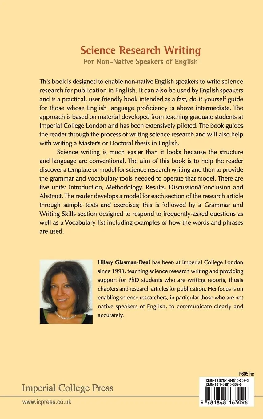 Rückseite: 9781848163096 | SCIENCE RESEARCH WRITING FOR NON-NATIV.. | Glasman-Deal Hilary | Buch