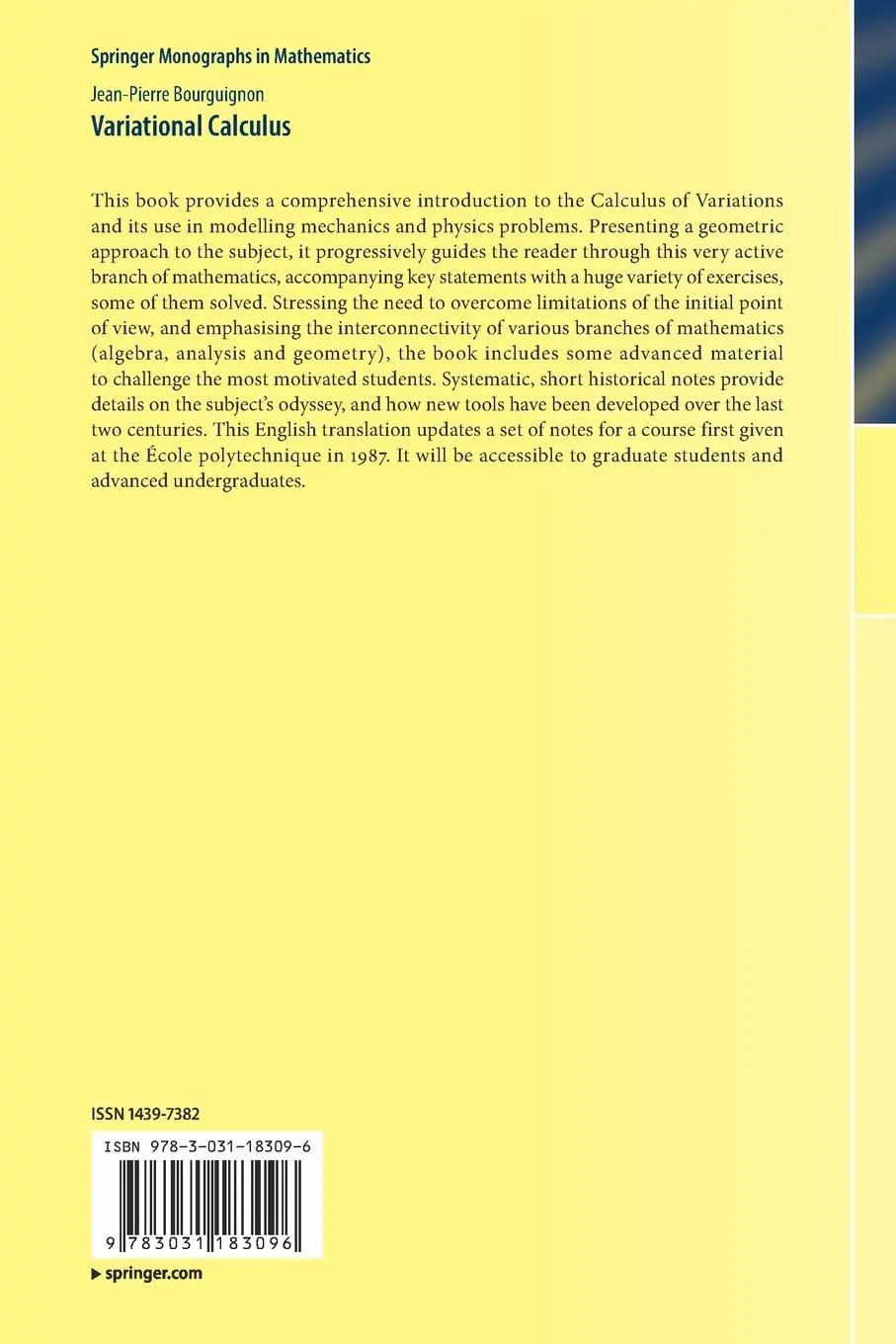Rückseite: 9783031183096 | Variational Calculus | Jean-Pierre Bourguignon | Taschenbuch | xix