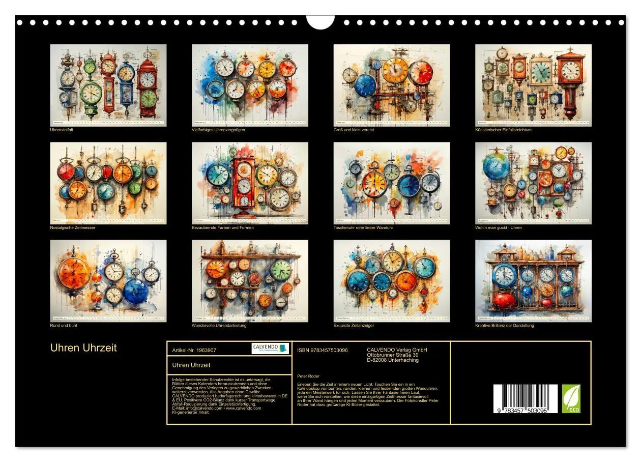 Bild: 9783457503096 | Uhren Uhrzeit (Wandkalender 2026 DIN A3 quer), CALVENDO Monatskalender