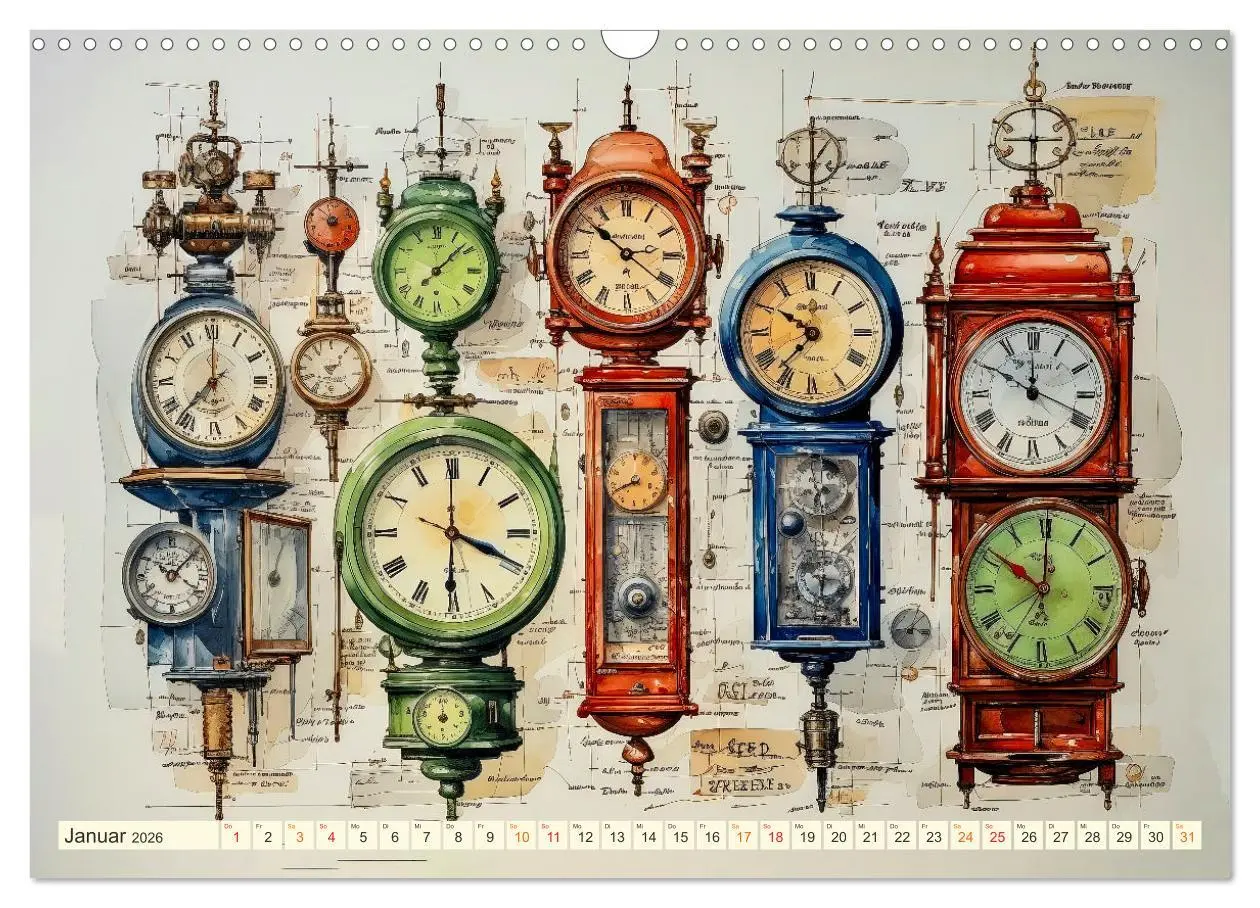 Bild: 9783457503096 | Uhren Uhrzeit (Wandkalender 2026 DIN A3 quer), CALVENDO Monatskalender