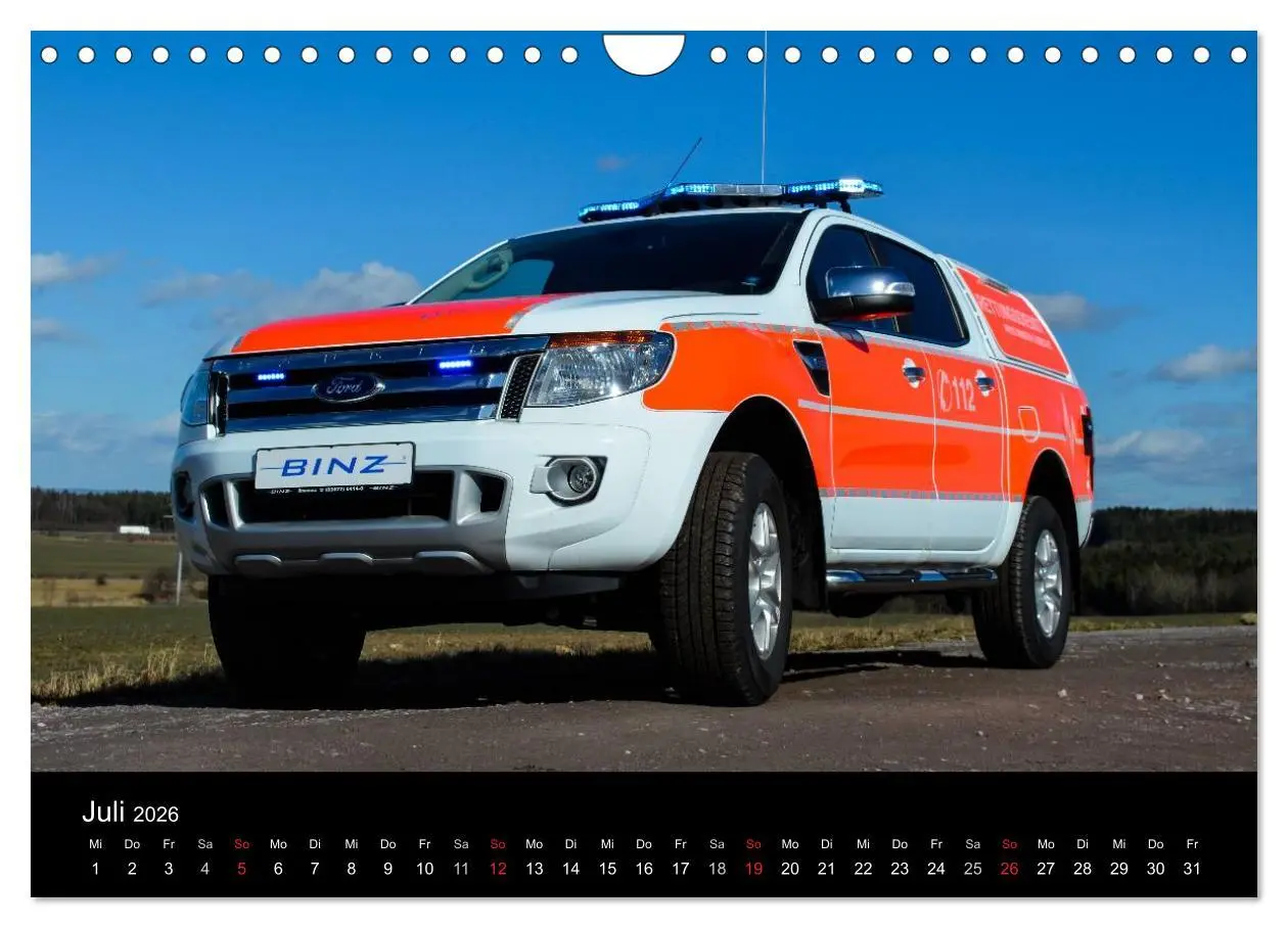 Bild: 9783516073096 | Einsatzfahrzeuge (Wandkalender 2026 DIN A4 quer), CALVENDO...