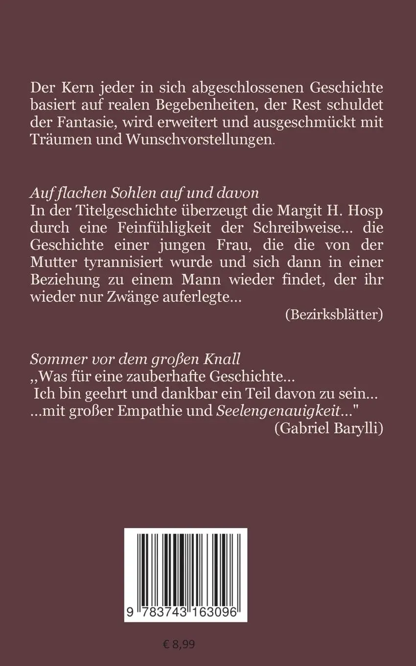 Rückseite: 9783743163096 | Auf flachen Sohlen auf und davon | ... und andere Geschichten | Hosp