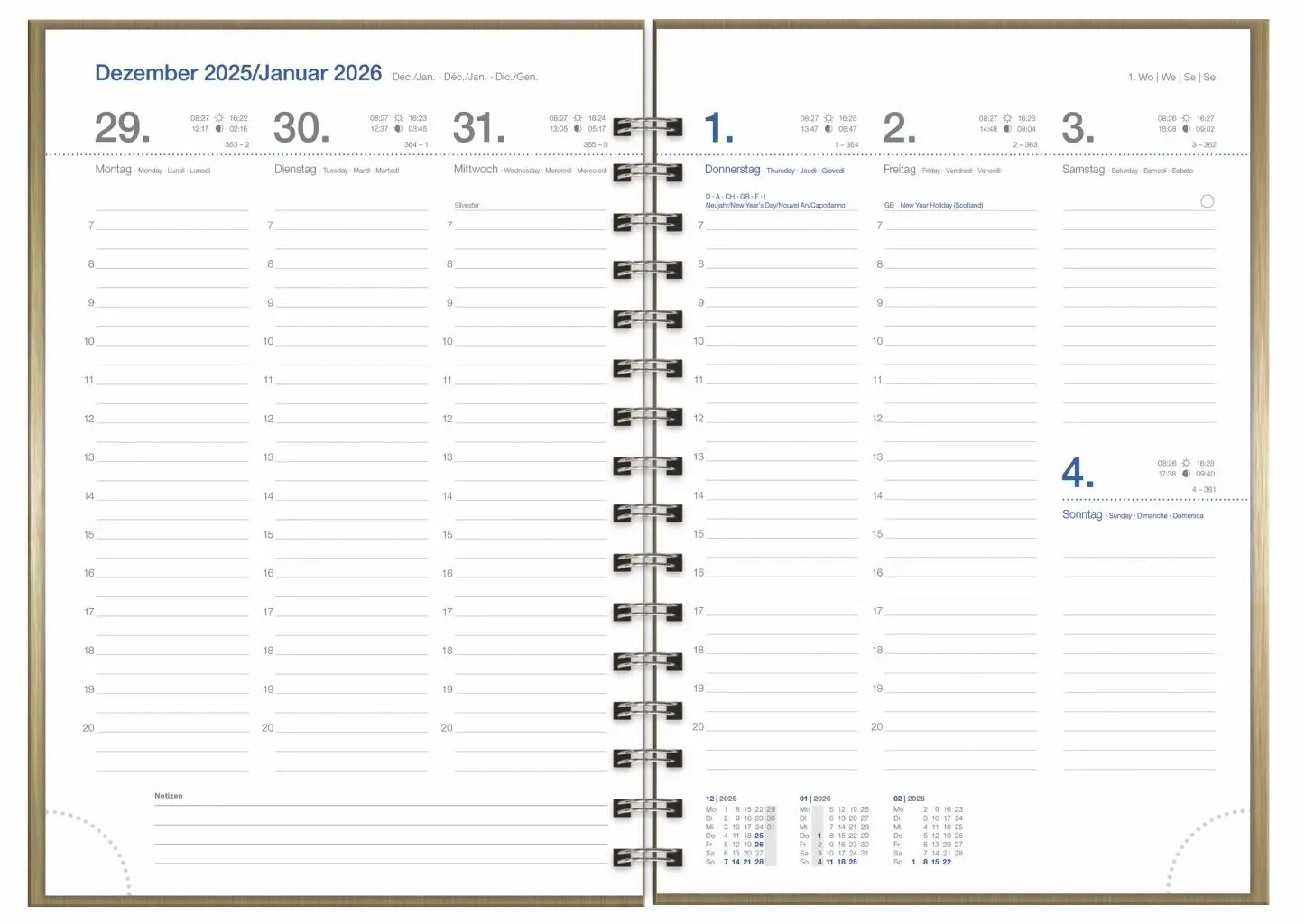 Bild: 9783756413096 | Wochen-Cheftimer A5, Alu gold 2026 | Heye | Buch | Bürokalender Heye