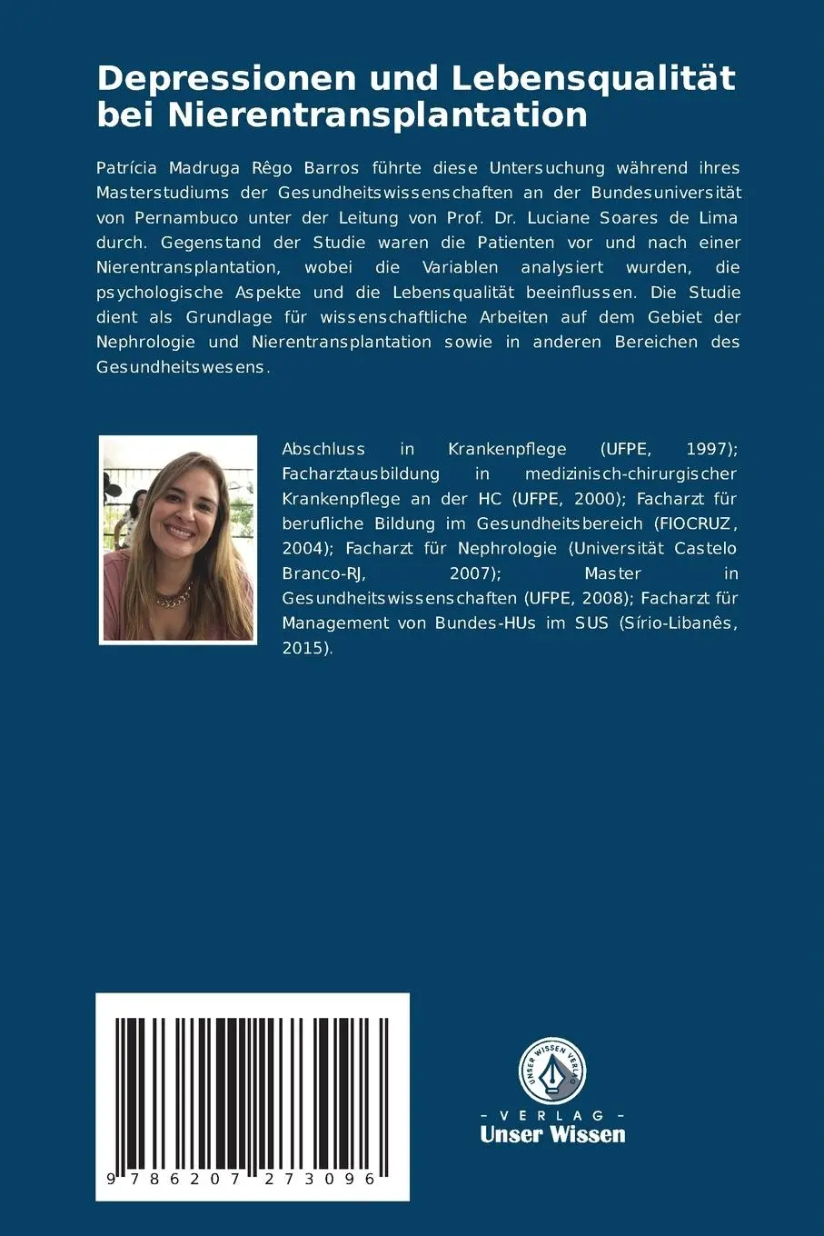 Rückseite: 9786207273096 | Depressionen und Lebensqualität bei Nierentransplantation | Buch