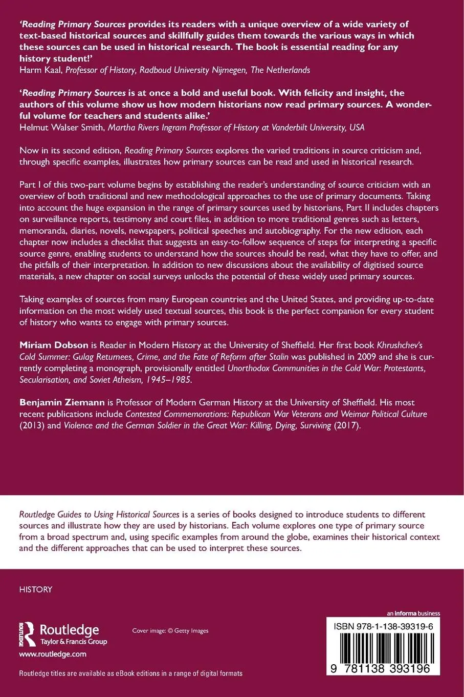 Rückseite: 9781138393196 | Reading Primary Sources | Miriam Dobson (u. a.) | Taschenbuch | 2020