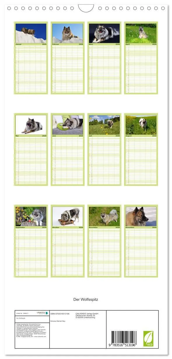 Bild: 9783516513196 | Familienplaner 2026 - Der Wolfsspitz mit 5 Spalten (Wandkalender,...