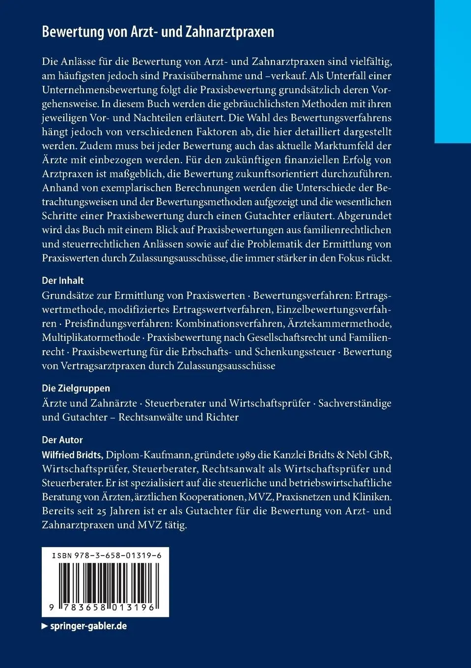 Rückseite: 9783658013196 | Bewertung von Arzt- und Zahnarztpraxen | Wilfried Bridts | Taschenbuch