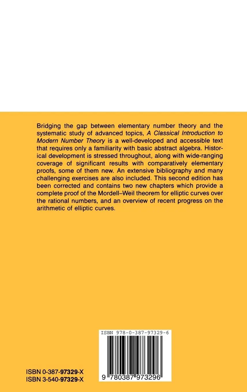 Rückseite: 9780387973296 | A Classical Introduction to Modern Number Theory | Ireland (u. a.)