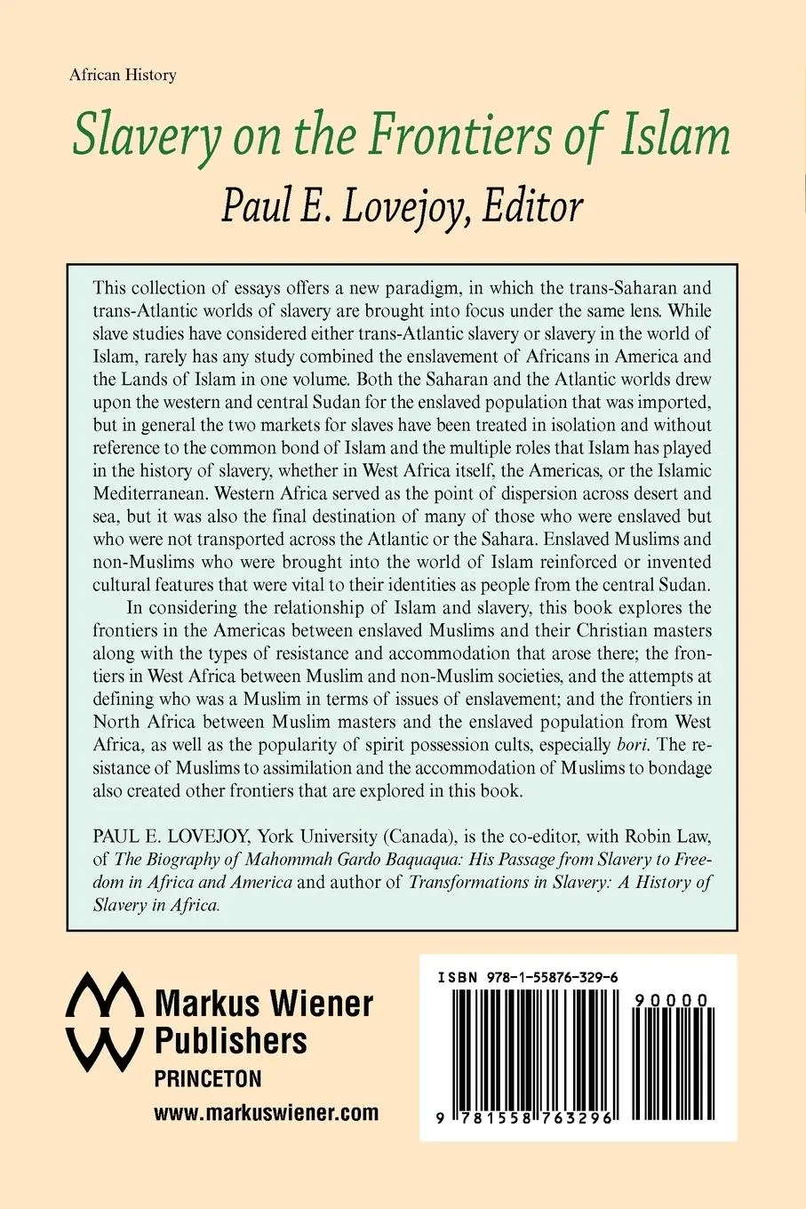 Rückseite: 9781558763296 | Slavery on the Frontiers of Islam | Paul E. Lovejoy | Taschenbuch