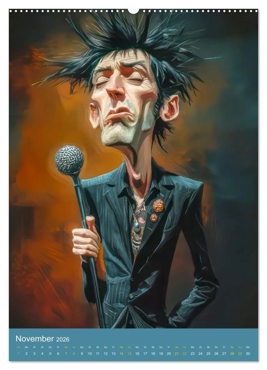 Bild: 9783457273296 | Rockbands und Punkbands - Witzige Karikaturen (Wandkalender 2026...