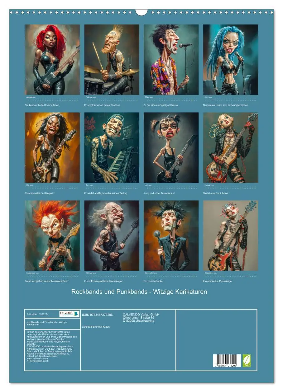 Bild: 9783457273296 | Rockbands und Punkbands - Witzige Karikaturen (Wandkalender 2026...