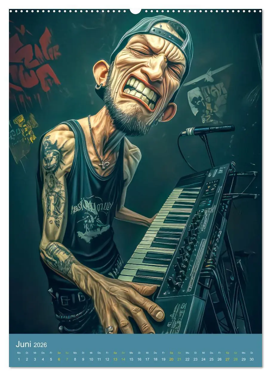 Bild: 9783457273296 | Rockbands und Punkbands - Witzige Karikaturen (Wandkalender 2026...