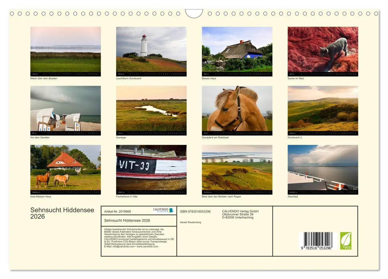 Bild: 9783516053296 | Sehnsucht Hiddensee 2026 (Wandkalender 2026 DIN A3 quer), CALVENDO...