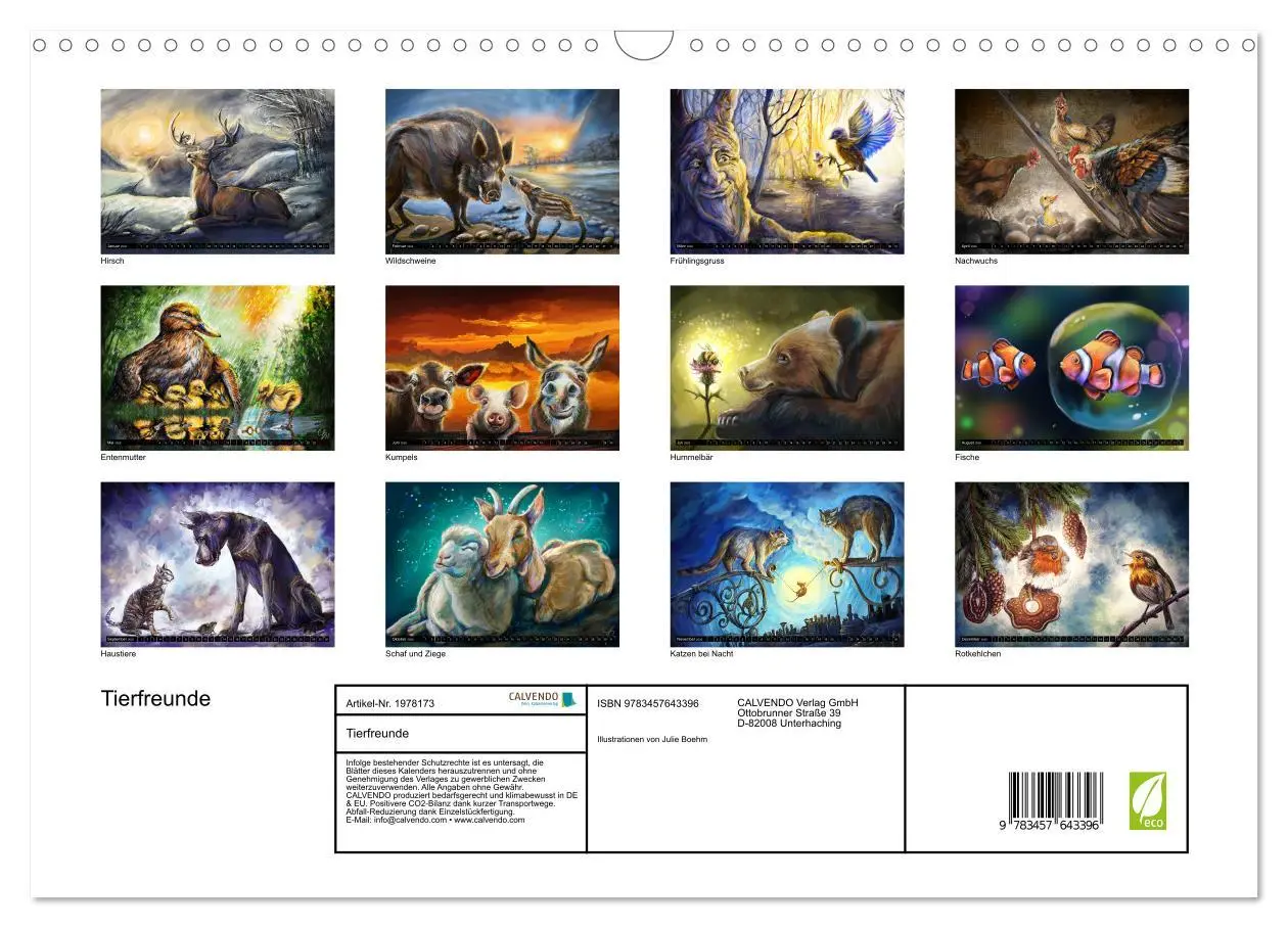 Bild: 9783457643396 | Tierfreunde (Wandkalender 2026 DIN A3 quer), CALVENDO Monatskalender