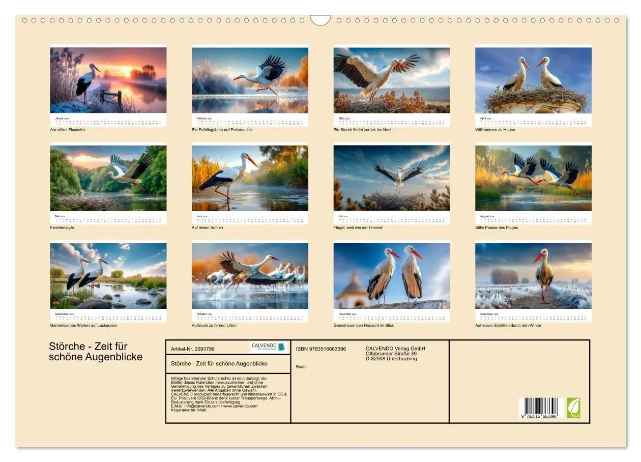Bild: 9783516663396 | Störche - Zeit für schöne Augenblicke (Wandkalender 2026 DIN A2...