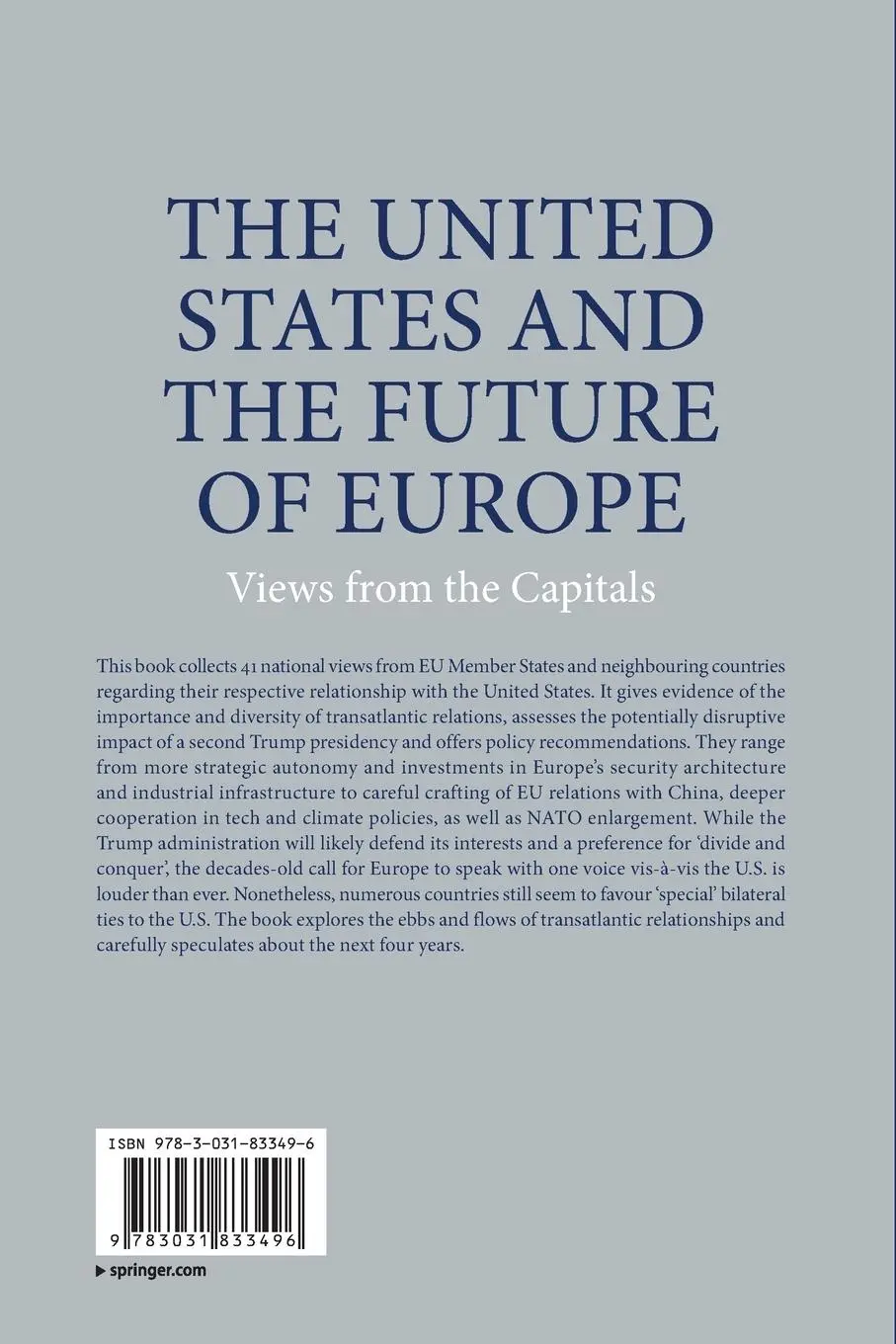 Rückseite: 9783031833496 | The United States and the Future of Europe | Views from the Capitals