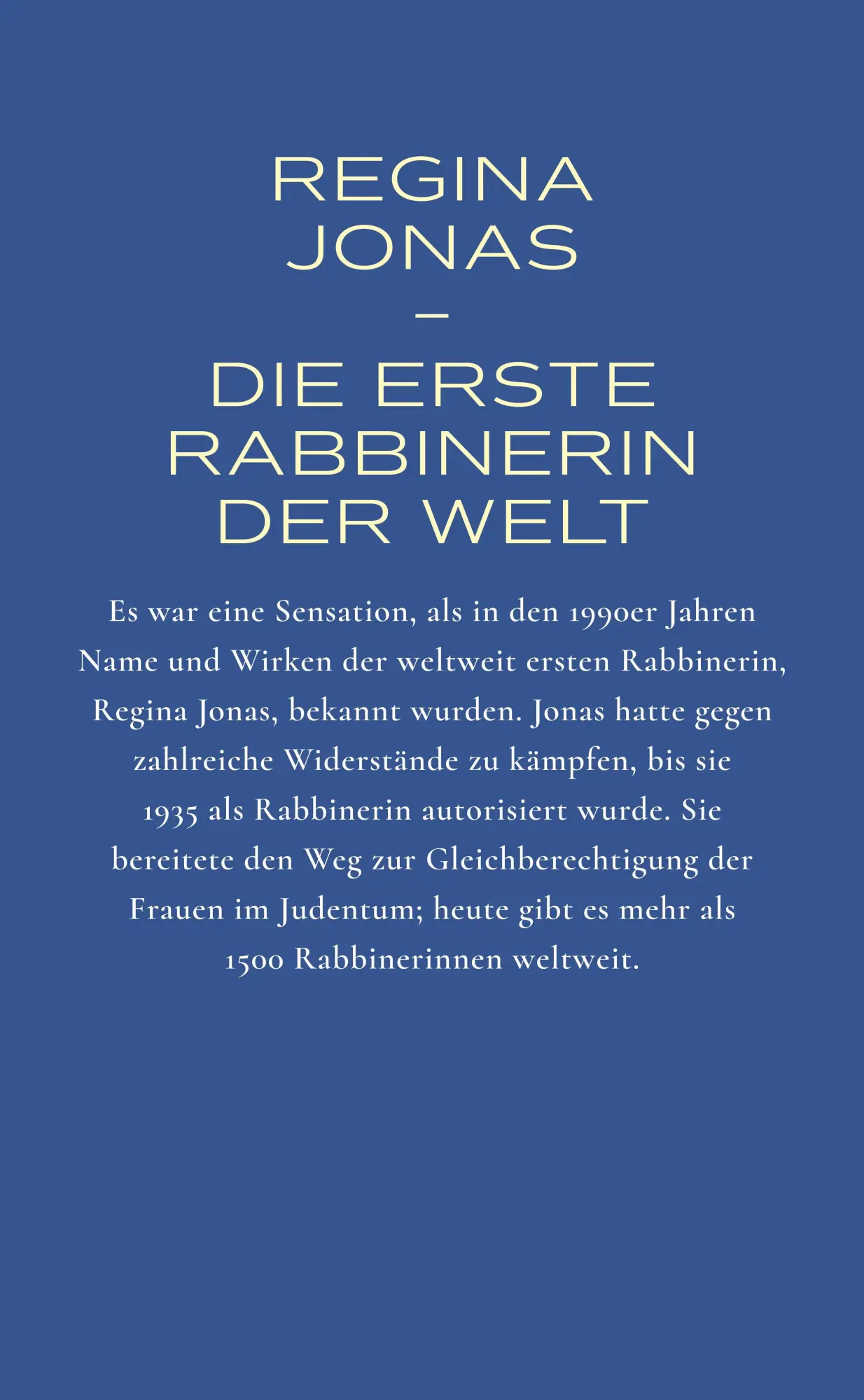 Rückseite: 9783633543496 | Regina Jonas | Die erste Rabbinerin | Ulrike Offenberg (u. a.) | Buch