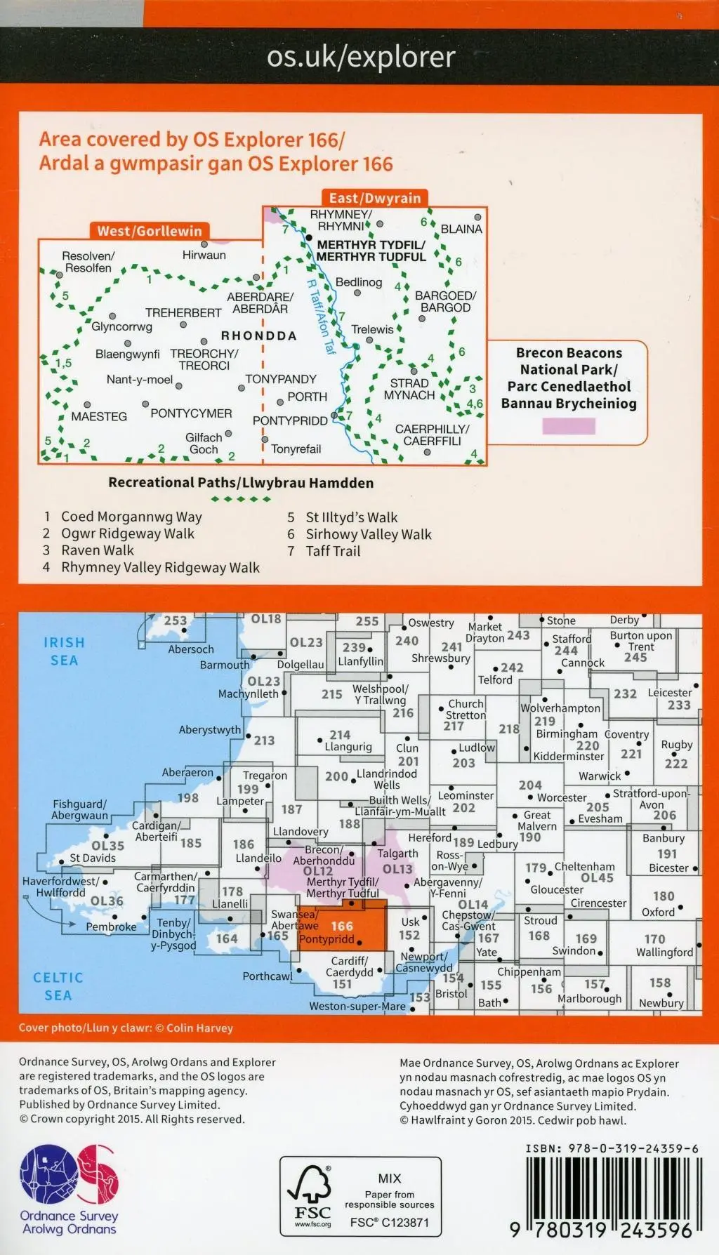 Bild: 9780319243596 | Rhondda and Merthyr Tydfil | Ordnance Survey | (Land-)Karte | Englisch