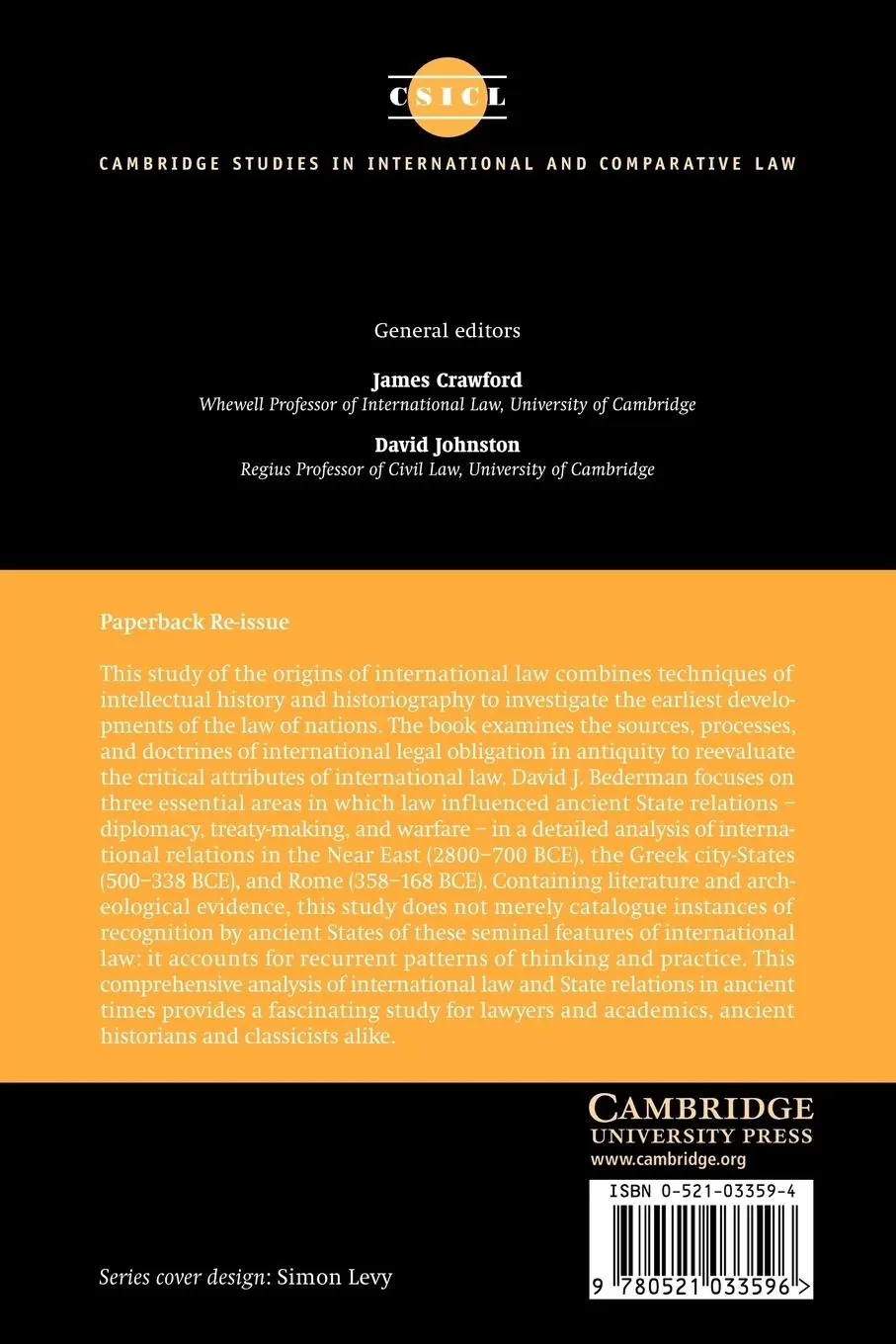 Rückseite: 9780521033596 | International Law in Antiquity | David J. Bederman | Taschenbuch