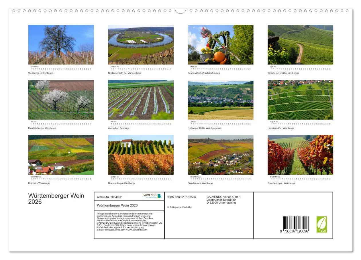 Bild: 9783516193596 | Württemberger Wein 2026 (hochwertiger Premium Wandkalender 2026 DIN...