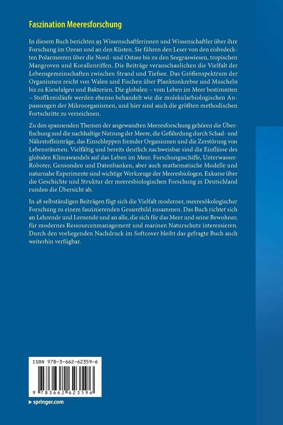 Rückseite: 9783662623596 | Faszination Meeresforschung | Ein ökologisches Lesebuch | Taschenbuch