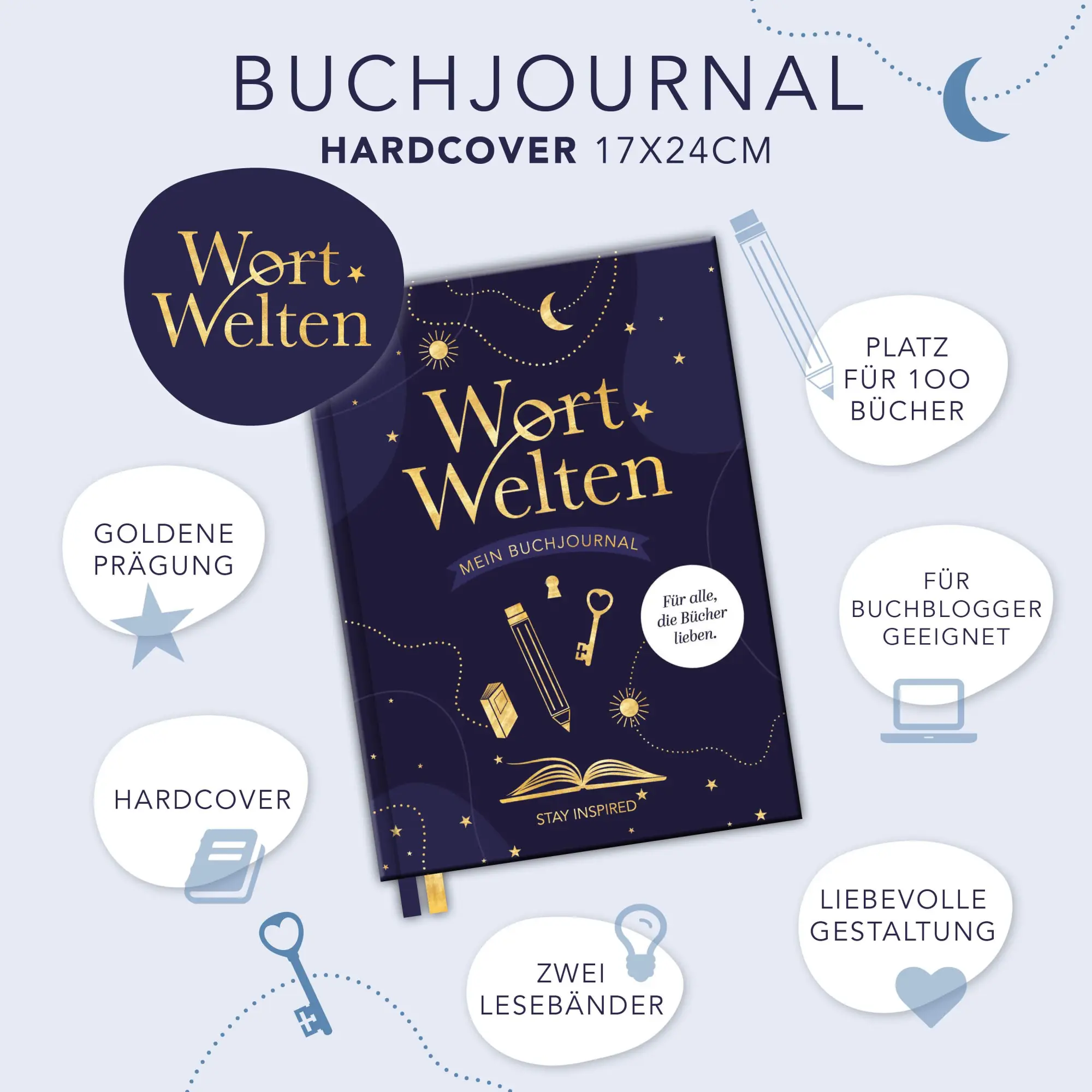 Bild: 9783989423596 | Wort Welten: Buchjournal XXL - Lesetagebuch &amp; Buchjournal für 100...