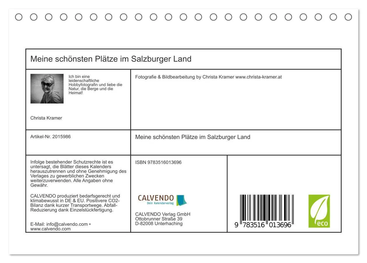 Bild: 9783516013696 | Meine schönsten Plätze im Salzburger Land (Tischkalender 2026 DIN...