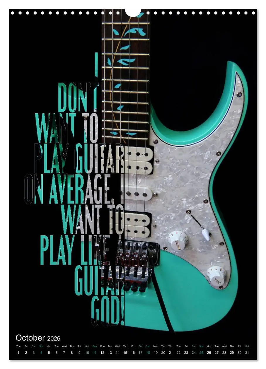Bild: 9783516563696 | Rock Guitar Beauties (Wall Calendar 2026 DIN A3 portrait), CALVENDO...