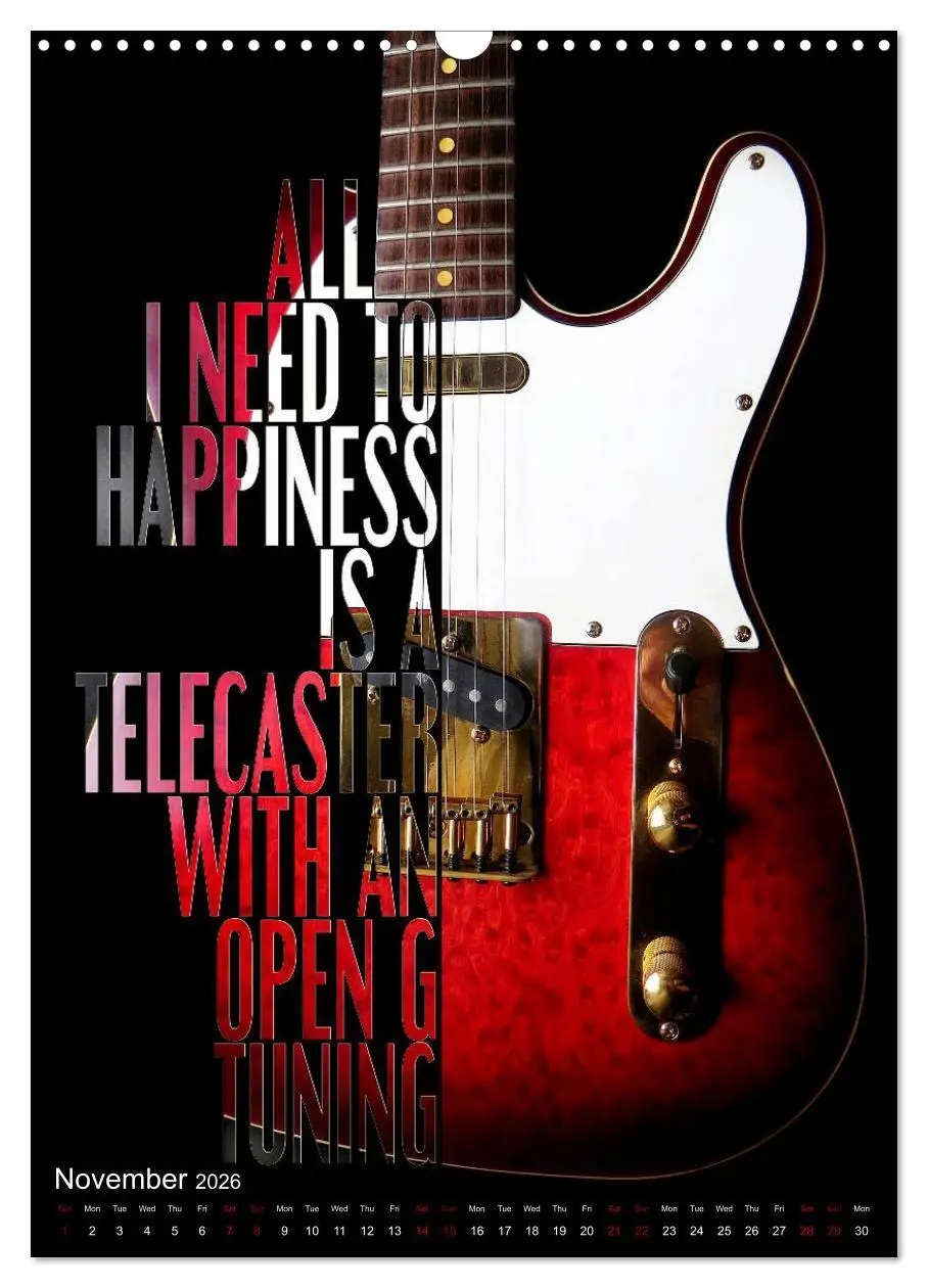 Bild: 9783516563696 | Rock Guitar Beauties (Wall Calendar 2026 DIN A3 portrait), CALVENDO...
