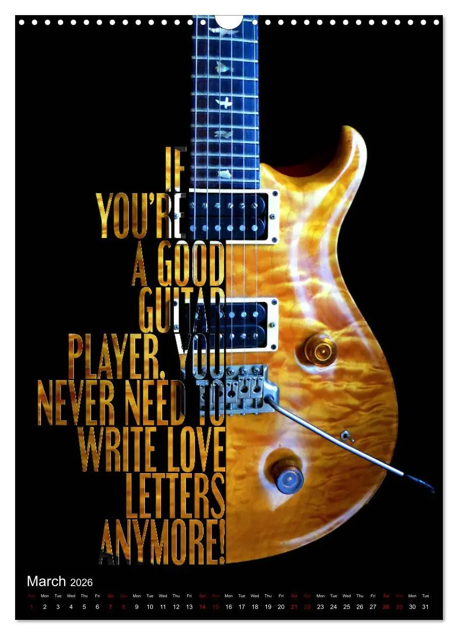Bild: 9783516563696 | Rock Guitar Beauties (Wall Calendar 2026 DIN A3 portrait), CALVENDO...