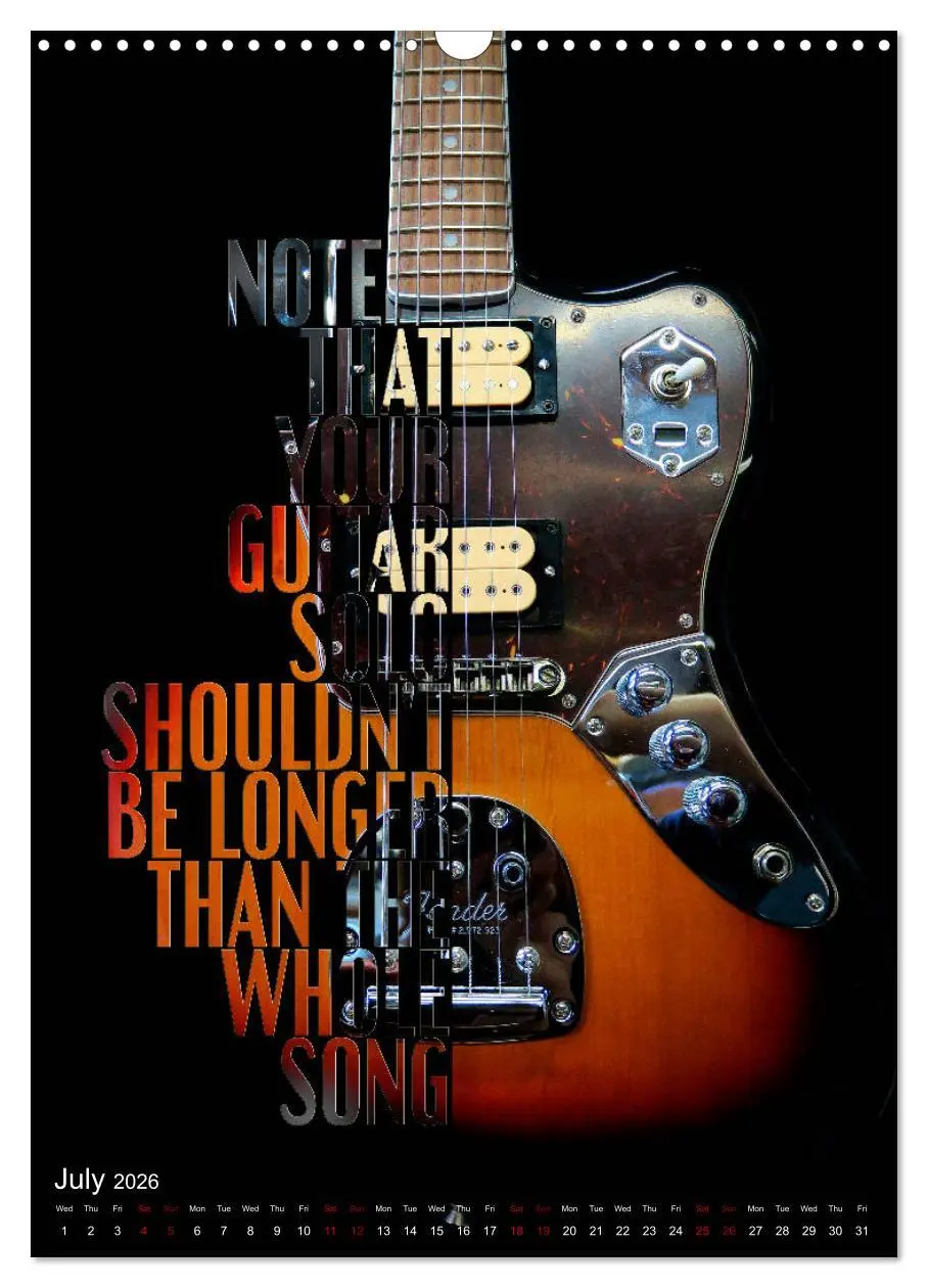 Bild: 9783516563696 | Rock Guitar Beauties (Wall Calendar 2026 DIN A3 portrait), CALVENDO...