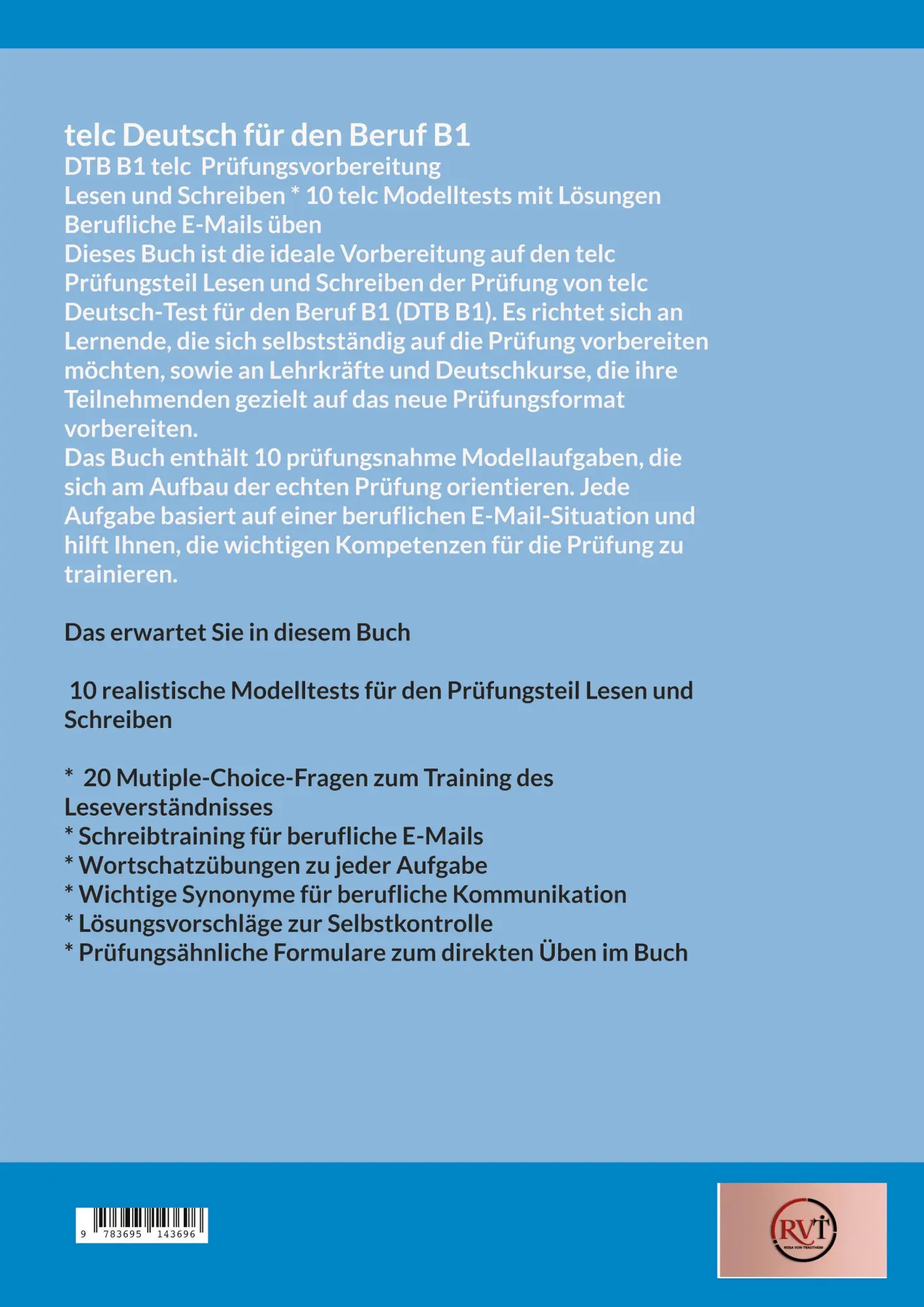 Rückseite: 9783695143696 | B1 LESEN UND SCHREIBEN VON E-MAILS * DEUTSCH-TEST FÜR DEN BERUF B1...